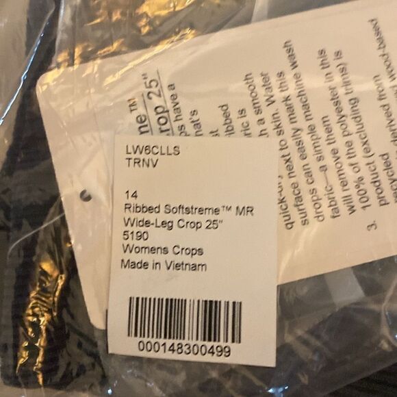 Lululemon Ribbed Softstreme Mid-Rise Wide-Leg Crop Pant 25" SOLD OUT Sz 14 Navy - Picture 13 of 16